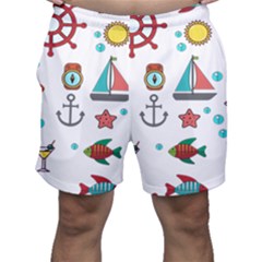 Marine Nautical Seamless Pattern Art Men s Shorts