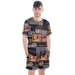 Vinyl Music Retro Studio Room Men s Mesh Tee And Shorts Set