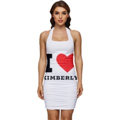 I love kimberly Sleeveless Wide Square Neckline Ruched Bodycon Dress