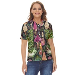 Forest Fairycore Foraging Women s Short Sleeve Double Pocket Shirt