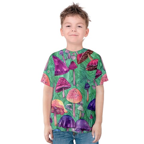 Vintage Flowery Foraging Garden Kids  Cotton Tee by GardenOfOphir