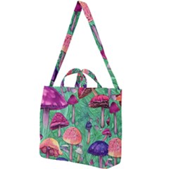 Vintage Flowery Foraging Garden Square Shoulder Tote Bag by GardenOfOphir