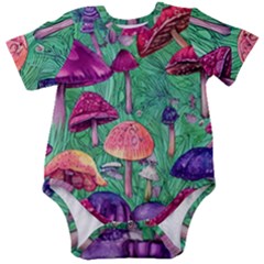 Vintage Flowery Foraging Garden Baby Short Sleeve Bodysuit by GardenOfOphir