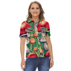 Woodsy Foraging Garden Women s Short Sleeve Double Pocket Shirt