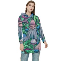 Mushroom Design Fairycore Forest Women s Long Oversized Pullover Hoodie by GardenOfOphir