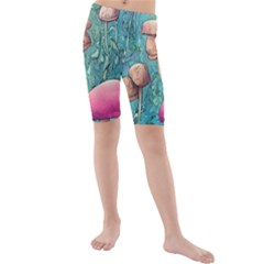 Natural Mushroom Design Fairycore Garden Kids  Mid Length Swim Shorts