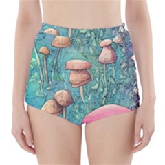 Natural Mushroom Design Fairycore Garden High-waisted Bikini Bottoms by GardenOfOphir