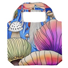 Vintage Mushroom Design Flowery Nature Premium Foldable Grocery Recycle Bag by GardenOfOphir