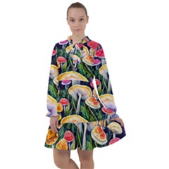 Woodsy Mushroom Design Foresty All Frills Chiffon Dress