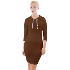 Gingerbread Brown	 - 	quarter Sleeve Hood Bodycon Dress by ColorfulDresses