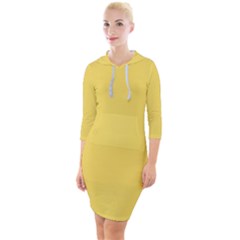 Roya Yellow	 - 	Quarter Sleeve Hood Bodycon Dress