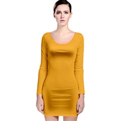 Fire Orange	 - 	long Sleeve Bodycon Dress