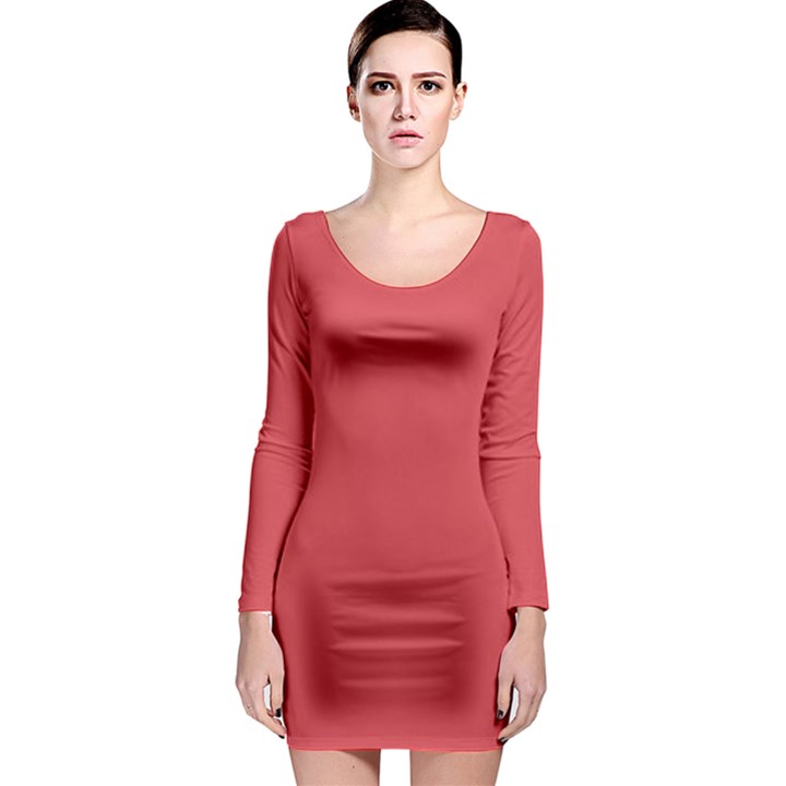 Cayenne Red	 - 	Long Sleeve Bodycon Dress