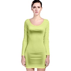 Key Lime Yellow	 - 	long Sleeve Bodycon Dress