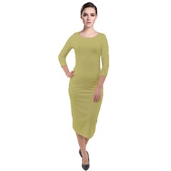 Ginger	 - 	quarter Sleeve Midi Velour Bodycon Dress by ColorfulDresses