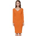 Pumpkin Orange	 - 	Long Sleeve V-Neck Bodycon Dress View1