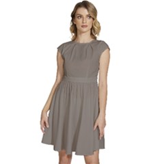 Mink Grey	 - 	cap Sleeve High Waist Dress by ColorfulDresses