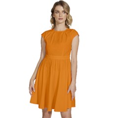 Apricot Orange	 - 	cap Sleeve High Waist Dress by ColorfulDresses