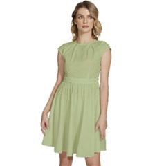 Lettuce Green	 - 	cap Sleeve High Waist Dress by ColorfulDresses