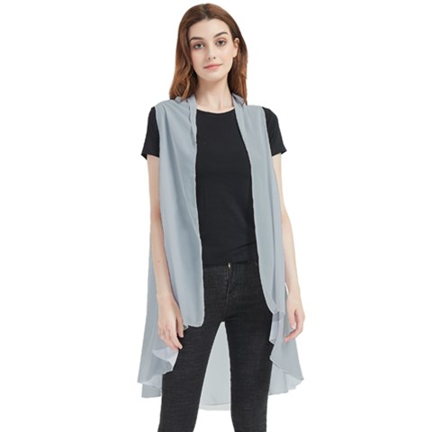Glacier Grey	 - 	sleeveless Chiffon Waistcoat Shirt by ColorfulWomensWear