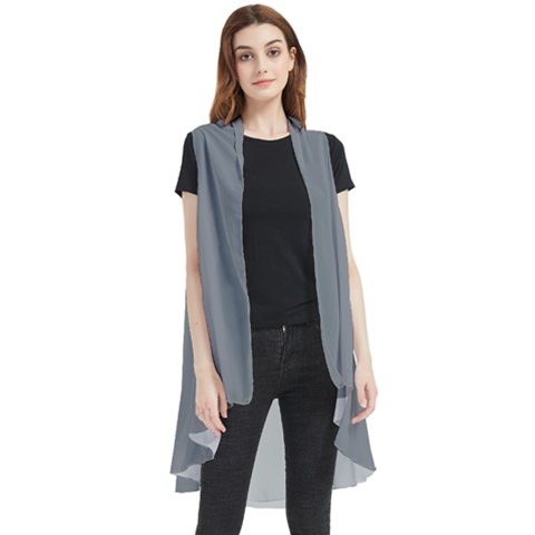 Monument Grey	 - 	sleeveless Chiffon Waistcoat Shirt by ColorfulWomensWear