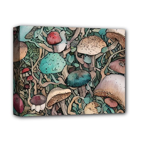 Tiny Forest Mushrooms Deluxe Canvas 14  X 11  (stretched) by GardenOfOphir