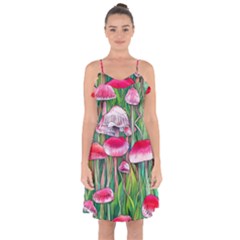 Forest Mushrooms Ruffle Detail Chiffon Dress by GardenOfOphir