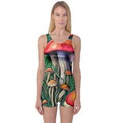 Forest Fairycore Mushroom Foraging Craft One Piece Boyleg Swimsuit