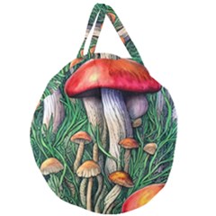 Forest Fairycore Mushroom Foraging Craft Giant Round Zipper Tote