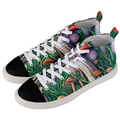 Forest Fairycore Mushroom Foraging Craft Men s Mid-top Canvas Sneakers by GardenOfOphir