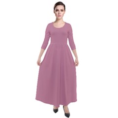 Cashmere Rose Pink	 - 	quarter Sleeve Maxi Velour Dress by ColorfulDresses