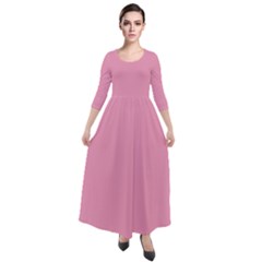 Amaranth Pink	 - 	quarter Sleeve Maxi Velour Dress