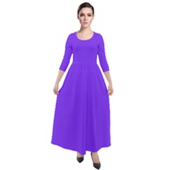 Aztech Purple	 - 	quarter Sleeve Maxi Velour Dress by ColorfulDresses