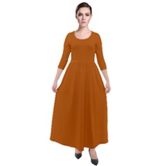 Ginger Orange	 - 	quarter Sleeve Maxi Velour Dress by ColorfulDresses