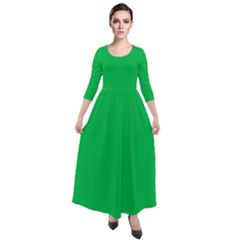 Parakeet Green	 - 	quarter Sleeve Maxi Velour Dress