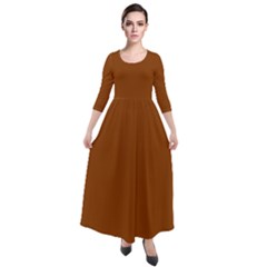 Rust Orange	 - 	quarter Sleeve Maxi Velour Dress by ColorfulDresses