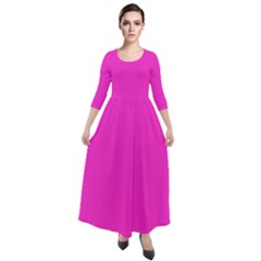 Razzle Dazzle Rose Pink	 - 	quarter Sleeve Maxi Velour Dress by ColorfulDresses