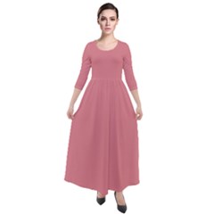 Strawberry Ice Pink	 - 	quarter Sleeve Maxi Velour Dress by ColorfulDresses