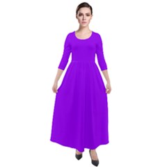 Vivid Violet Purple	 - 	quarter Sleeve Maxi Velour Dress by ColorfulDresses