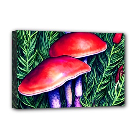 Vintage Flowery Garden Nature Mushroom Deluxe Canvas 18  x 12  (Stretched)