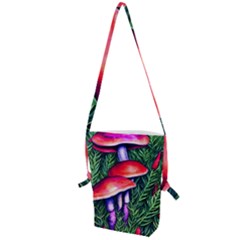 Vintage Flowery Garden Nature Mushroom Folding Shoulder Bag