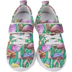 Forestcore Fantasy Farmcore Mushroom Foraging Kids  Velcro Strap Shoes by GardenOfOphir