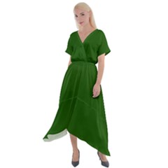 Lincoln Green	 - 	Cross Front Sharkbite Hem Maxi Dress