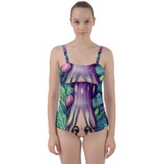 Mushroom Hunting In The Forest Twist Front Tankini Set by GardenOfOphir