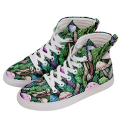 Mushrooms In The Woods Women s Hi-top Skate Sneakers by GardenOfOphir