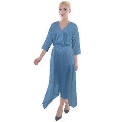 Air Force Blue	 - 	quarter Sleeve Wrap Front Maxi Dress by ColorfulDresses