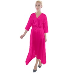 Winter Sky	 - 	quarter Sleeve Wrap Front Maxi Dress by ColorfulDresses