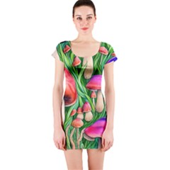 Mushroom Short Sleeve Bodycon Dress by GardenOfOphir