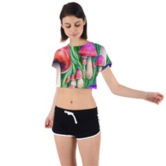 Mushroom Tie Back Short Sleeve Crop Tee by GardenOfOphir