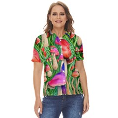 Mushroom Women s Short Sleeve Double Pocket Shirt